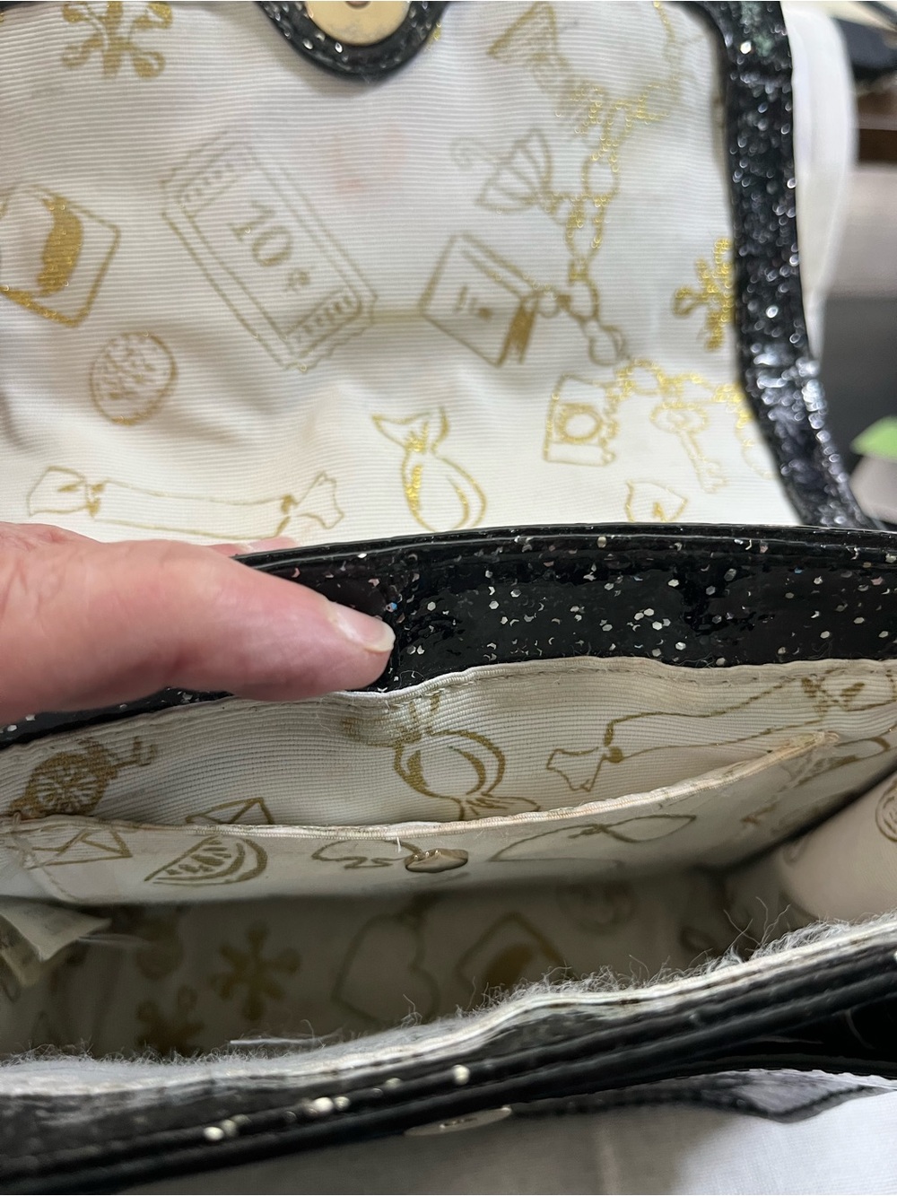 kate spade Black Glitter Mini Scout Satchel/Crossbody with Gold Hardware - Picture 7 of 10